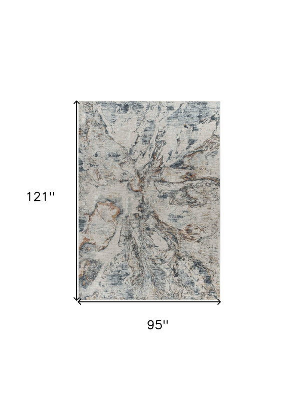 Homeroots 8' X 10' Beige Blue Abstract Power Loom Area Rug  Other Material 490444