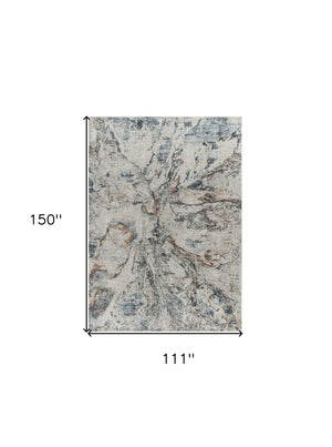 HomeRoots 5' Beige and Blue Abstract Area Rug - Modern Design, Durable, Stain-Resistant, Perfect for Any Space 9' X 12' 490445
