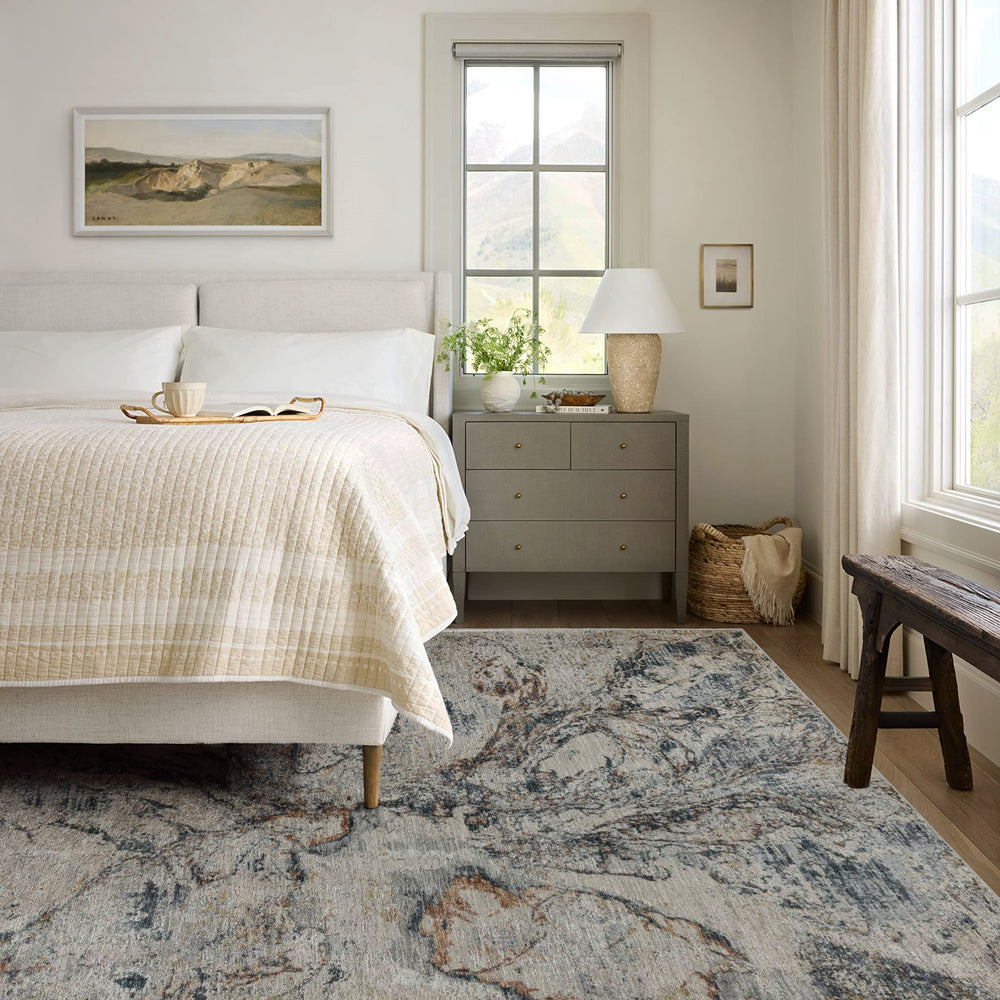 Homeroots 9' X 12' Beige Blue Abstract Power Loom Area Rug  Other Material 490445