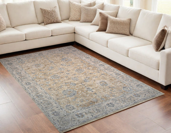 Homeroots 5' X 8' Gold Southwestern Power Loom Stain Resistant Area Rug  Other Material 490449