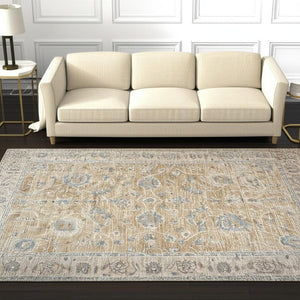 HomeRoots 5' Gold Southwestern Area Rug - Durable, Stain Resistant Design for Modern & Rustic Homes 5' X 8' 490449