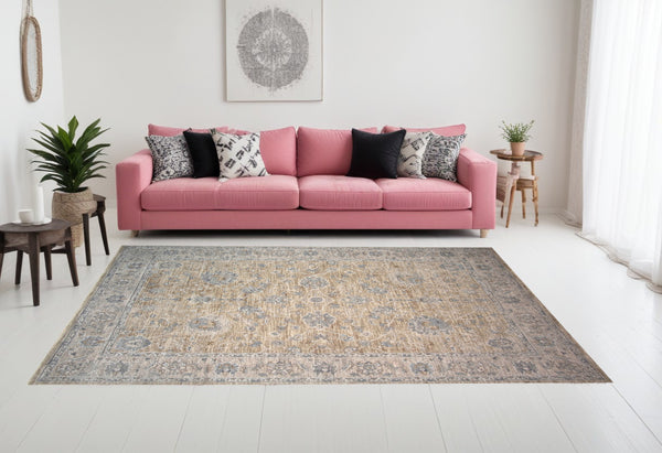 Homeroots 9' X 12' Gold Southwestern Power Loom Stain Resistant Area Rug  Other Material 490451