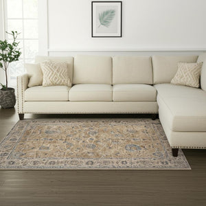 HomeRoots 5' Gold Southwestern Area Rug - Durable, Stain Resistant Design for Modern & Rustic Homes 9' X 12' 490451