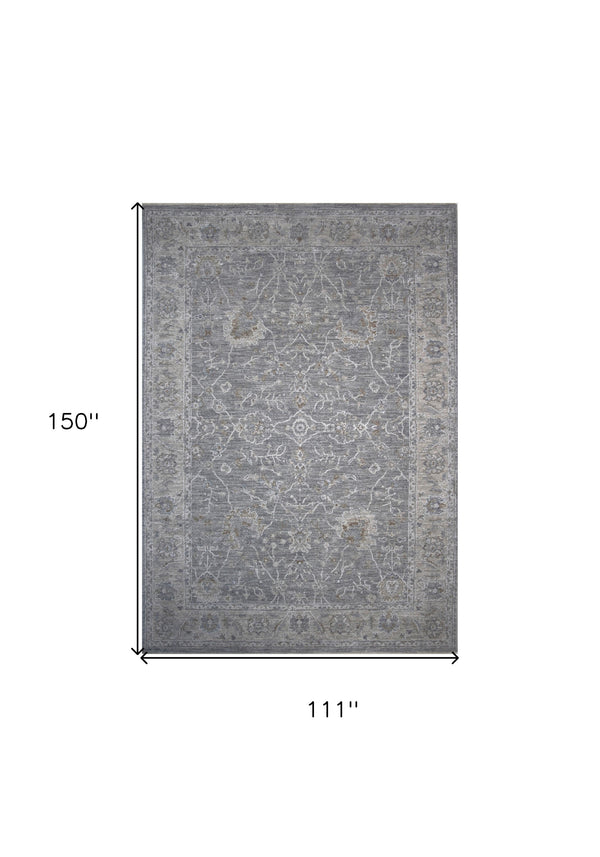 Homeroots 9' X 12' Blue Gray Southwestern Floral Stain Resistant Area Rug  Other Material 490454