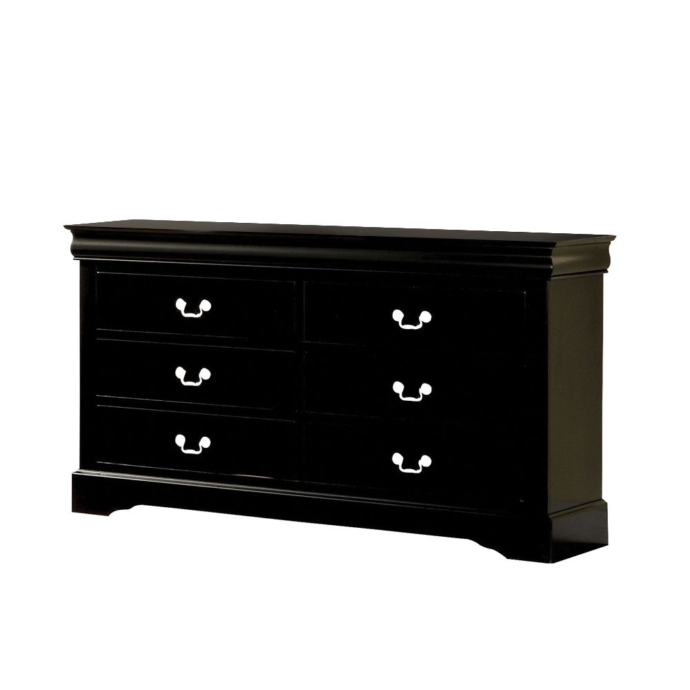 Homeroots 60" Black Solid And Manufactured Wood Six Drawer Double Dresser  Solid And Manufactured Wood 490455
