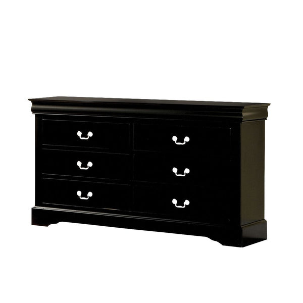 Homeroots 60" Black Solid And Manufactured Wood Six Drawer Double Dresser  Solid And Manufactured Wood 490455