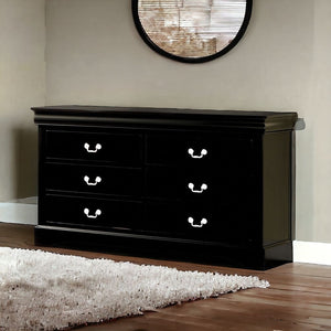 Homeroots 60" Black Solid And Manufactured Wood Six Drawer Double Dresser  Solid And Manufactured Wood 490455