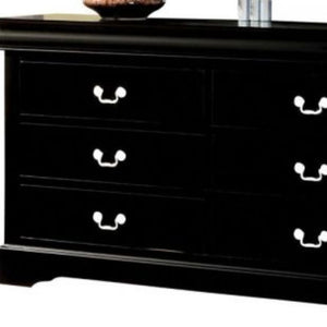 Homeroots 60" Black Solid And Manufactured Wood Six Drawer Double Dresser  Solid And Manufactured Wood 490455