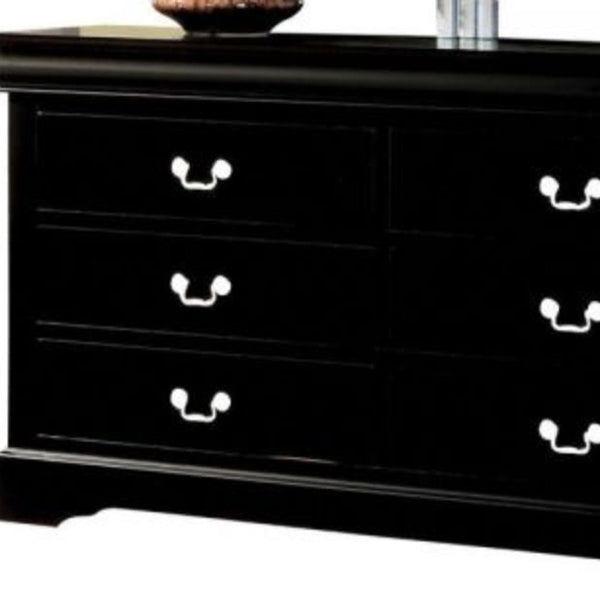 Homeroots 60" Black Solid And Manufactured Wood Six Drawer Double Dresser  Solid And Manufactured Wood 490455