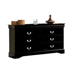 Homeroots 60" Black Solid And Manufactured Wood Six Drawer Double Dresser  Solid And Manufactured Wood 490455
