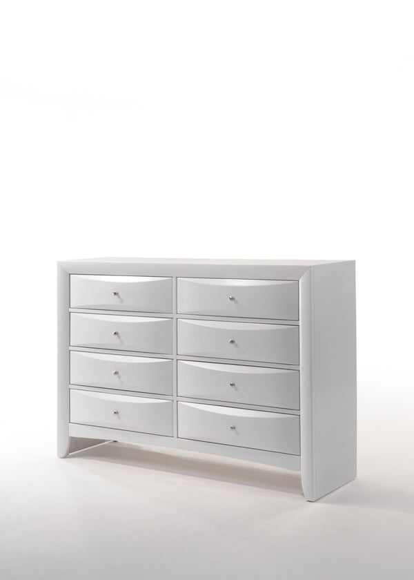 Homeroots 59" White Solid And Manufactured Wood Eight Drawer Double Dresser  Solid And Manufactured Wood 490458