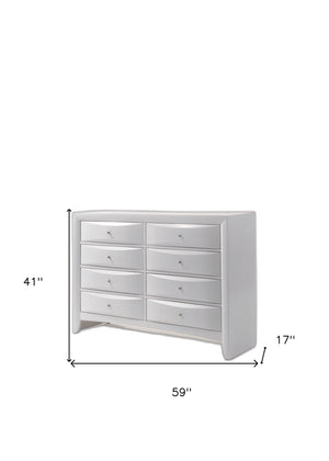 Homeroots 59" White Solid And Manufactured Wood Eight Drawer Double Dresser  Solid And Manufactured Wood 490458