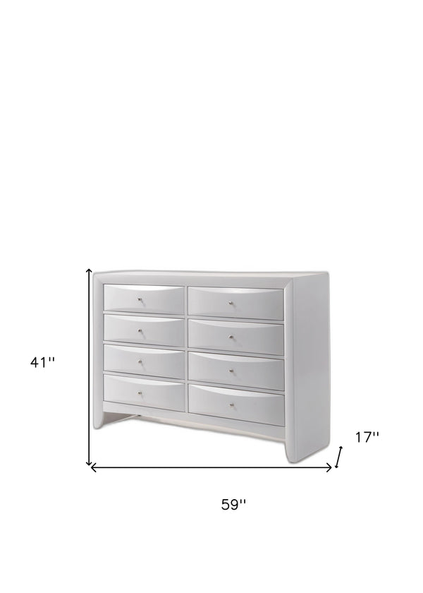 Homeroots 59" White Solid And Manufactured Wood Eight Drawer Double Dresser  Solid And Manufactured Wood 490458