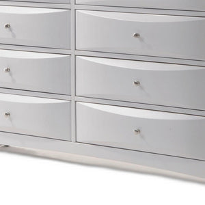 Homeroots 59" White Solid And Manufactured Wood Eight Drawer Double Dresser  Solid And Manufactured Wood 490458