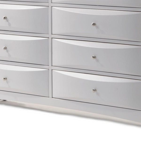 Homeroots 59" White Solid And Manufactured Wood Eight Drawer Double Dresser  Solid And Manufactured Wood 490458