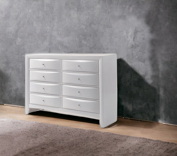 Homeroots 59" White Solid And Manufactured Wood Eight Drawer Double Dresser  Solid And Manufactured Wood 490458