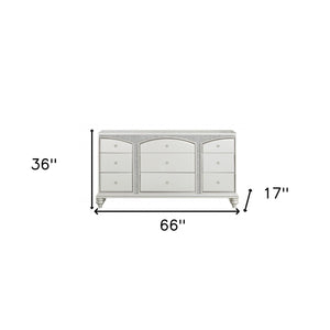Homeroots 66" Platinum Manufactured Wood Nine Drawer Dresser  Manufactured Wood 490459