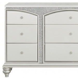 Homeroots 66" Platinum Manufactured Wood Nine Drawer Dresser  Manufactured Wood 490459