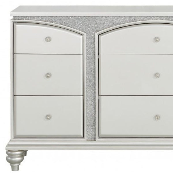 Homeroots 66" Platinum Manufactured Wood Nine Drawer Dresser  Manufactured Wood 490459