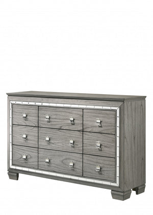 Homeroots 64" Light Gray Solid And Manufactured Wood Nine Drawer Triple Dresser  Solid And Manufactured Wood 490460