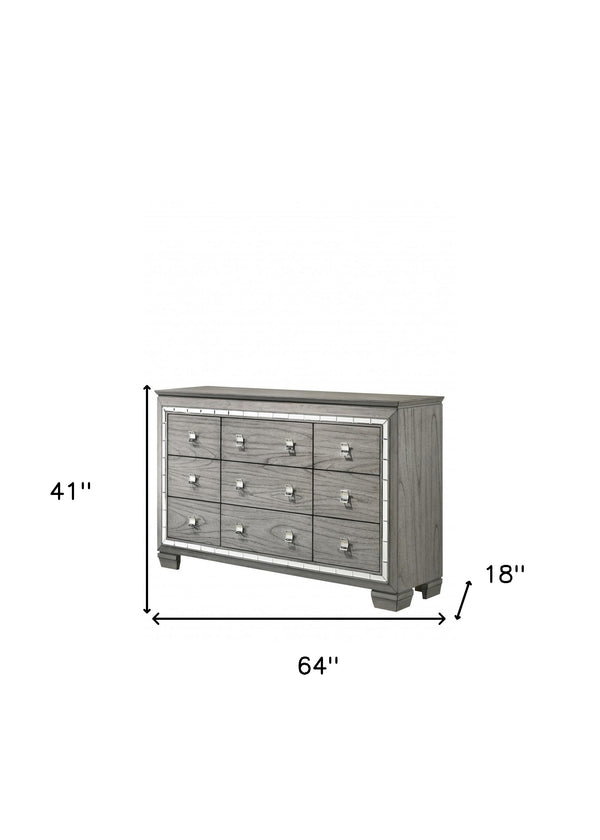 Homeroots 64" Light Gray Solid And Manufactured Wood Nine Drawer Triple Dresser  Solid And Manufactured Wood 490460