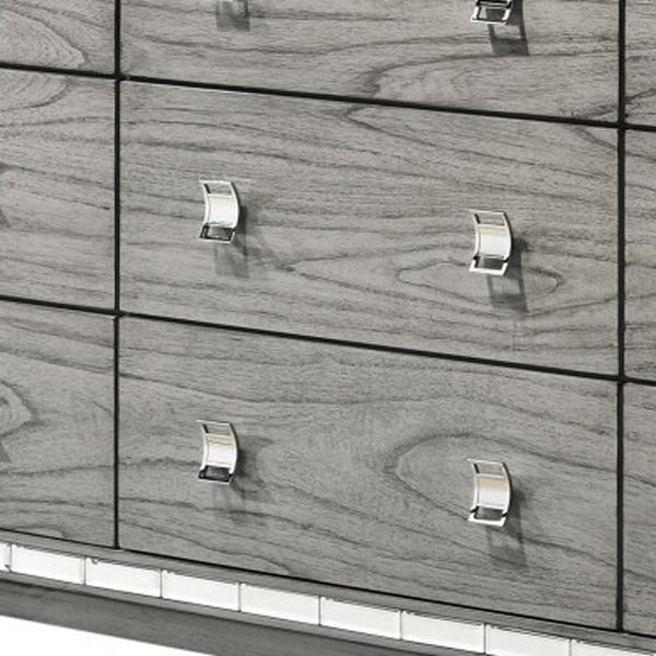 Homeroots 64" Light Gray Solid And Manufactured Wood Nine Drawer Triple Dresser  Solid And Manufactured Wood 490460