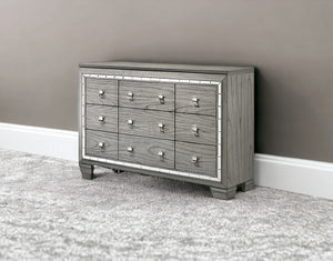 Homeroots 64" Light Gray Solid And Manufactured Wood Nine Drawer Triple Dresser  Solid And Manufactured Wood 490460