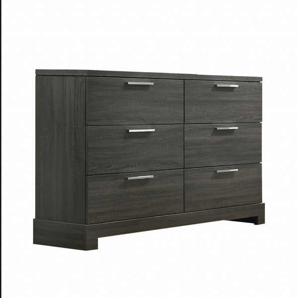Homeroots 59" Gray Solid And Manufactured Wood Six Drawer Double Dresser  Solid And Manufactured Wood 490461