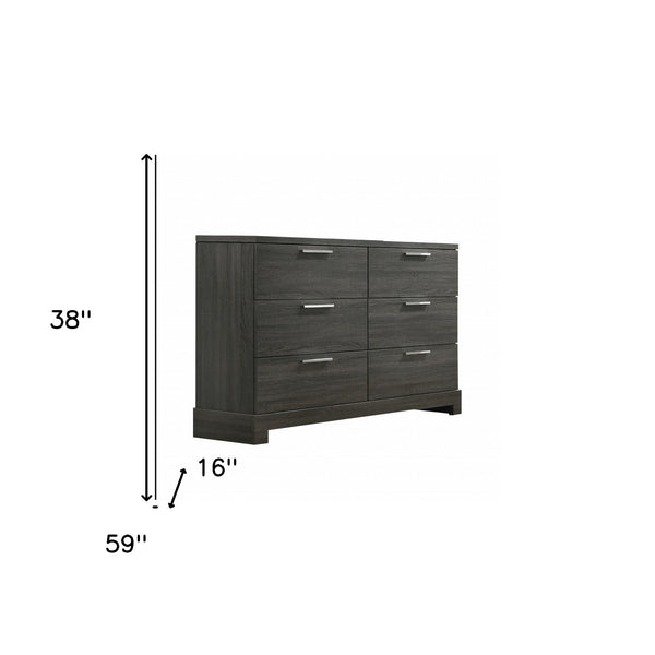 Homeroots 59" Gray Solid And Manufactured Wood Six Drawer Double Dresser  Solid And Manufactured Wood 490461