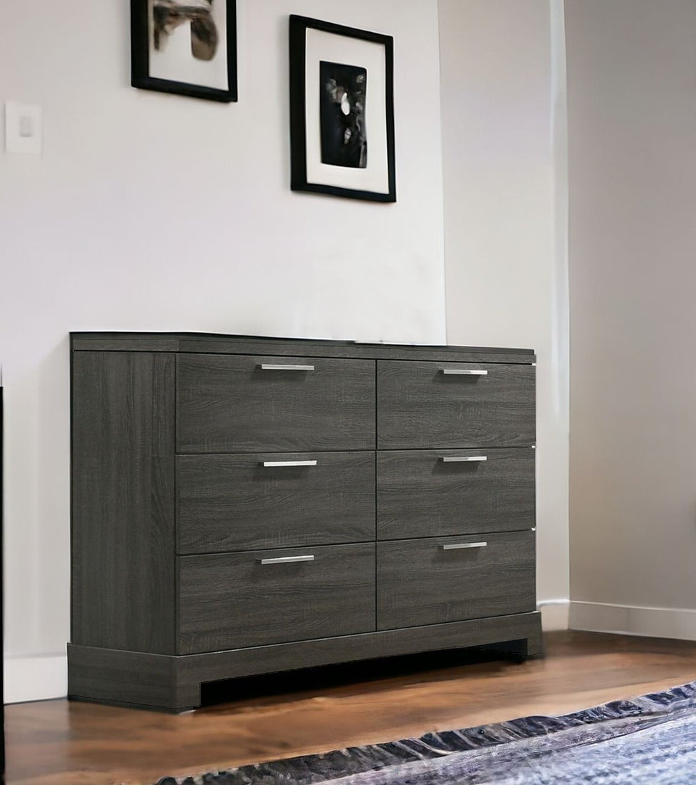 Homeroots 59" Gray Solid And Manufactured Wood Six Drawer Double Dresser  Solid And Manufactured Wood 490461