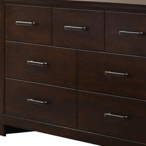HomeRoots 55" Mahogany Double Dresser - Stylish Seven Drawer Storage Solution for Organized Bedrooms & Decor 490464