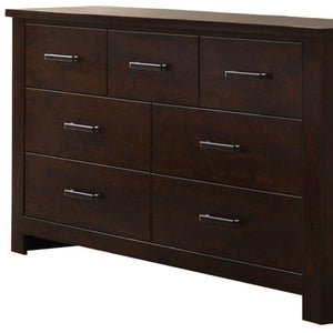 HomeRoots 55" Mahogany Double Dresser - Stylish Seven Drawer Storage Solution for Organized Bedrooms & Decor 490464