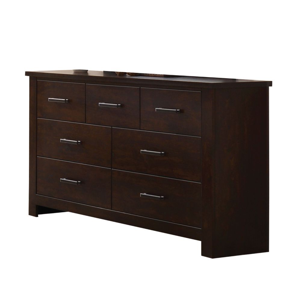 Homeroots 55" Mahogany Seven Drawer Double Dresser  Manufactured Wood 490464