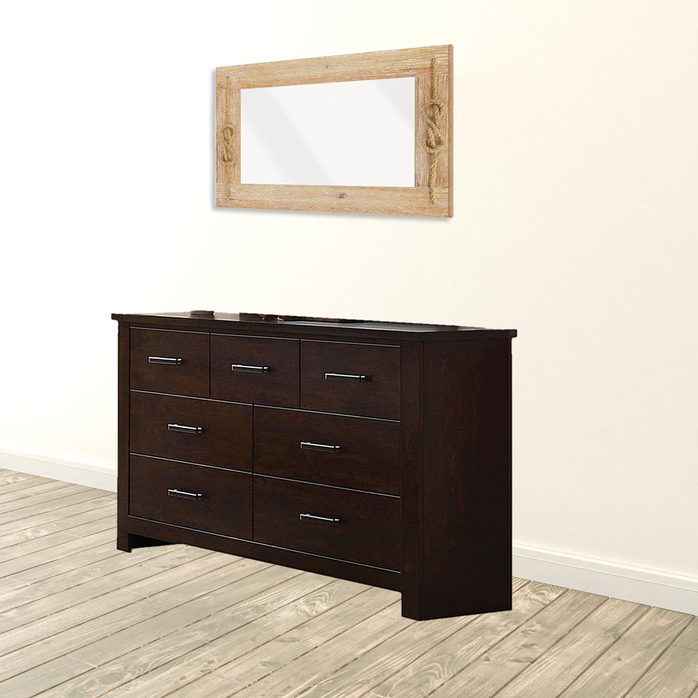 Homeroots 55" Mahogany Seven Drawer Double Dresser  Manufactured Wood 490464