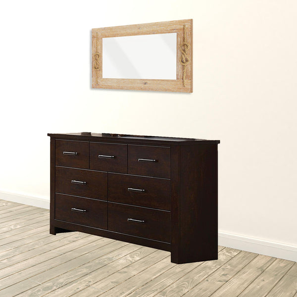 Homeroots 55" Mahogany Seven Drawer Double Dresser  Manufactured Wood 490464