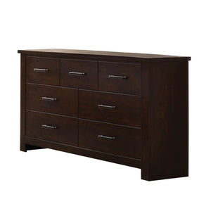 HomeRoots 55" Mahogany Double Dresser - Stylish Seven Drawer Storage Solution for Organized Bedrooms & Decor 490464