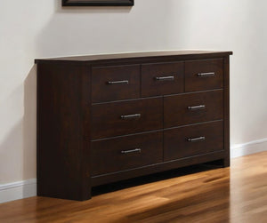 HomeRoots 55" Mahogany Double Dresser - Stylish Seven Drawer Storage Solution for Organized Bedrooms & Decor 490464