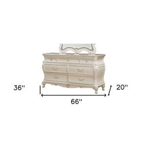 Homeroots 66" Pearl Solid And Manufactured Wood Seven Drawer Triple Dresser  Solid And Manufactured Wood 490465