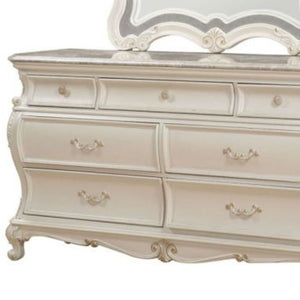 Homeroots 66" Pearl Solid And Manufactured Wood Seven Drawer Triple Dresser  Solid And Manufactured Wood 490465