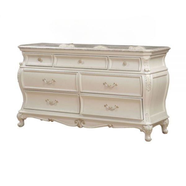 Homeroots 66" Pearl Solid And Manufactured Wood Seven Drawer Triple Dresser  Solid And Manufactured Wood 490465