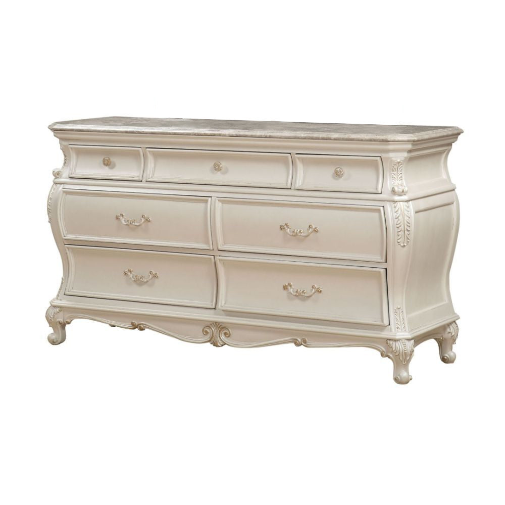 Homeroots 66" Pearl Solid And Manufactured Wood Seven Drawer Triple Dresser  Solid And Manufactured Wood 490465