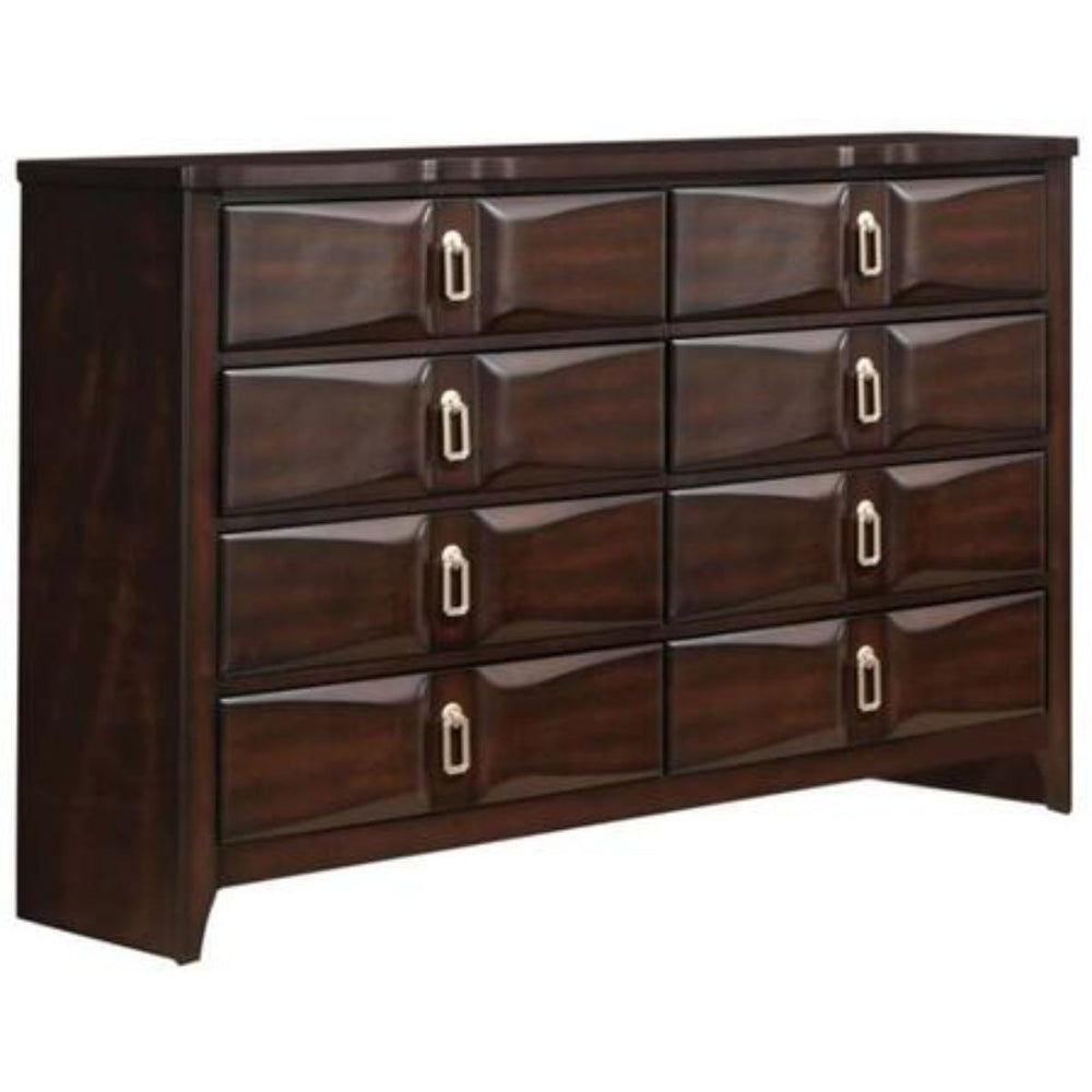 Homeroots 59" Espresso Eight Drawer Double Dresser  Manufactured Wood 490466