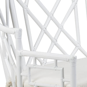 Wildwood Wild Palm Settee Coastal White Rattan With Attached Off-White Cushion — Curved, Lightweight Comfort 490467