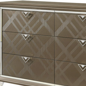 Homeroots 66" Champagne Solid And Manufactured Wood Six Drawer Double Dresser  Solid And Manufactured Wood 490468