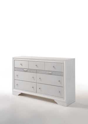 Homeroots 63" White Manufactured Wood Nine Drawer Triple Dresser  Manufactured Wood 490469