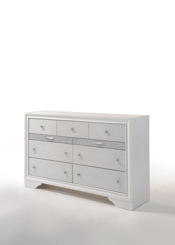 Homeroots 63" White Manufactured Wood Nine Drawer Triple Dresser  Manufactured Wood 490469