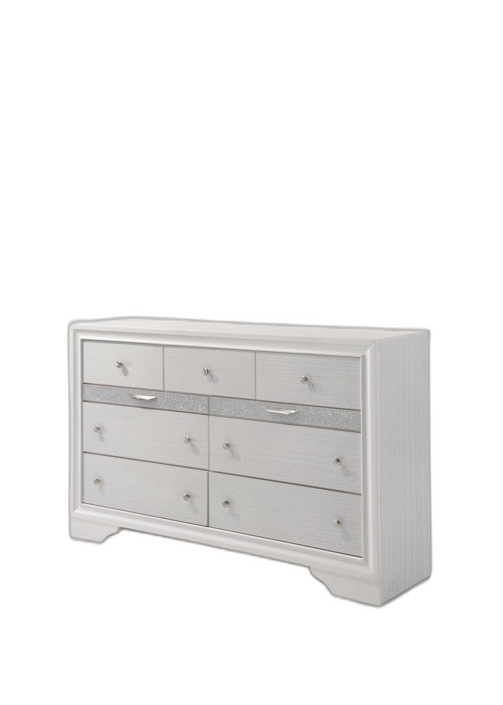 Homeroots 63" White Manufactured Wood Nine Drawer Triple Dresser  Manufactured Wood 490469