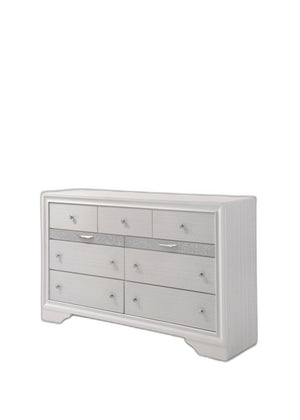 Homeroots 63" White Manufactured Wood Nine Drawer Triple Dresser  Manufactured Wood 490469