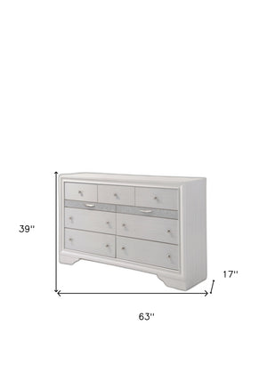 Homeroots 63" White Manufactured Wood Nine Drawer Triple Dresser  Manufactured Wood 490469