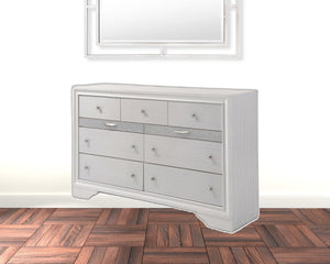 Homeroots 63" White Manufactured Wood Nine Drawer Triple Dresser  Manufactured Wood 490469